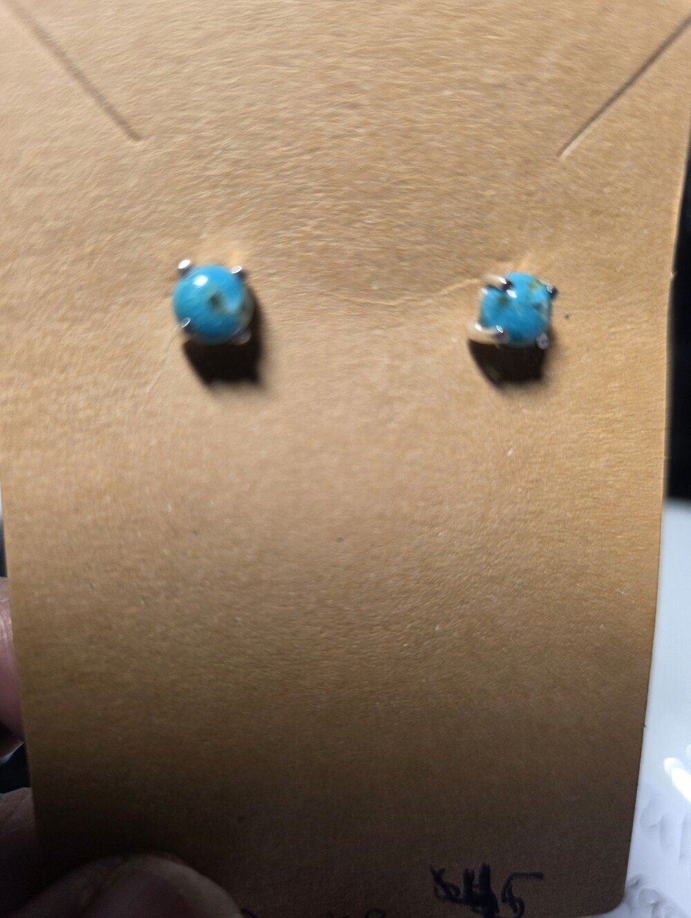 Mexican Turquoise Stone Stud Earrings - Blue Gemstone Women’s Earrings